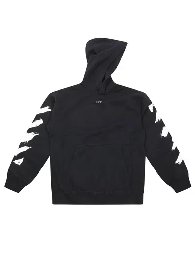 Off-white Kids'  Mini Sweatshirt With Diagonal Paint Design In Black