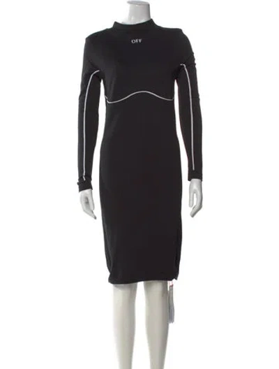 Pre-owned Off-white Mock Neck Knee-length Dress In Black