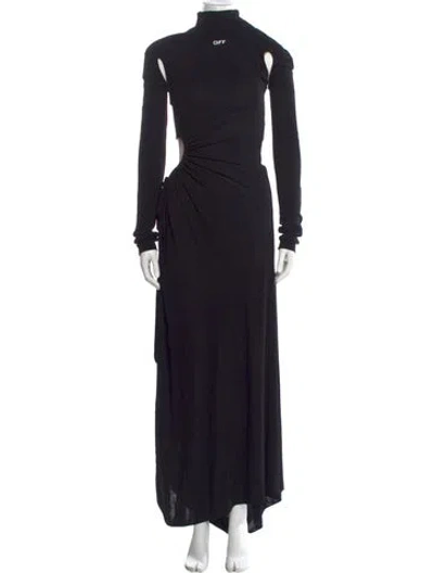 Pre-owned Off-white Mock Neck Long Dress In Black