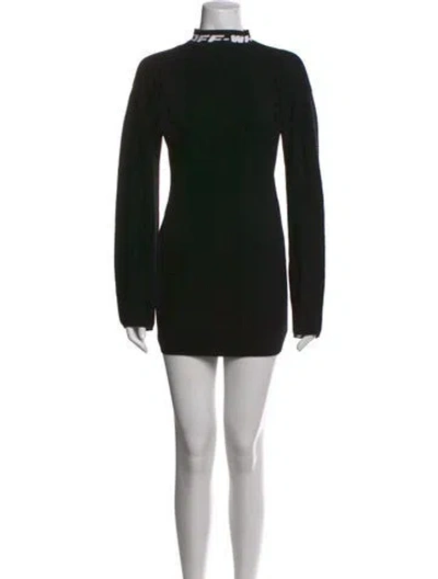 Pre-owned Off-white Mock Neck Mini Dress In Black
