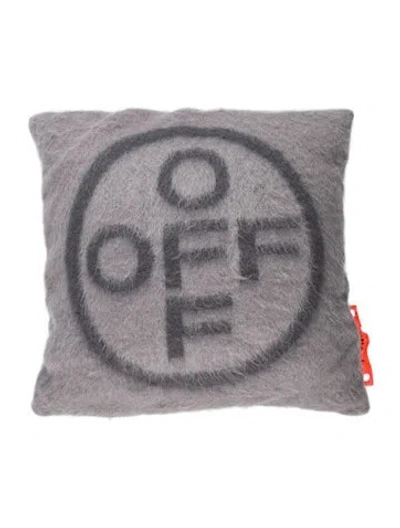 Pre-owned Off-white Mohair Throw Pillow In Gray