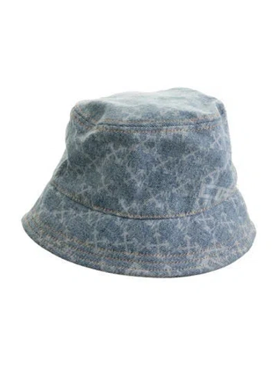 Pre-owned Off-white Monogram Arrows Denim Bucket Hat In Blue
