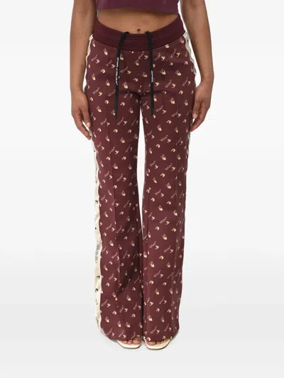 Off-white Monogram Fabric Track Pants With Contrast Side Stripes In Red