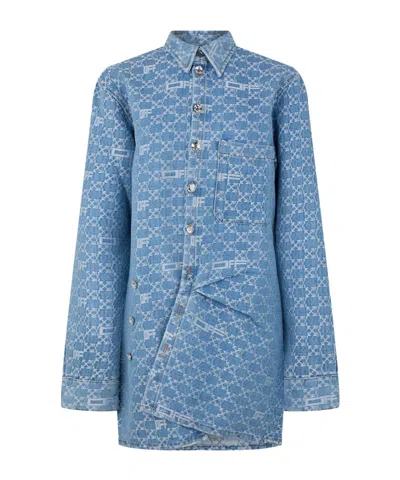 Off-white Monogram Mini Shirt Dress In Multi