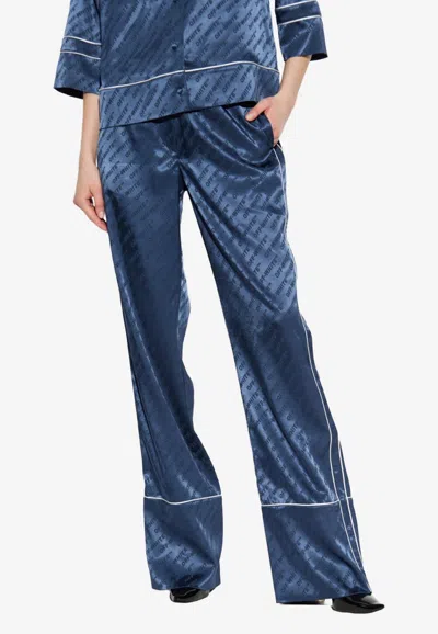 Off-white Monogram Satin Pants In Blue
