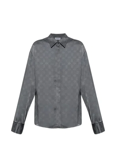 Off-white Monogram-jacquard Shirt In Gray