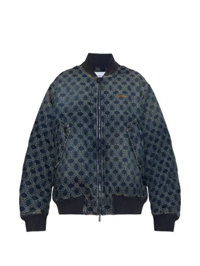 Off-white Monogram-pattern Bomber Jacket In Blue