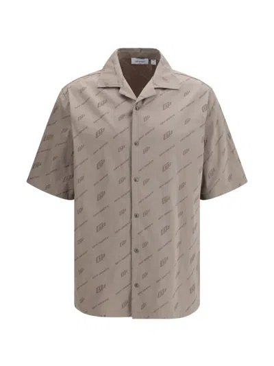 Off-white Monogram-print Short-sleeved Shirt In Brown