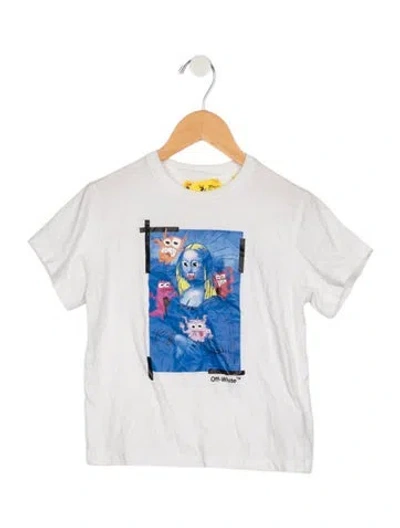 Pre-owned Off-white Babies' Monsterlisa Boys' Graphic Print T-shirt In Blue/white