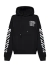 Off-white Motion Arrow Skate Black Cotton Hoodie With Distinctive Graphic Prints In Black