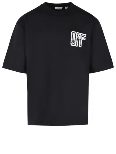 Off-white Motion Arrow Cotton T-shirt With Iconic Logo Design In Black