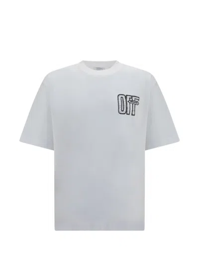 Off-white Motion Arrow Cotton T-shirt With Distinctive Logo Print In White