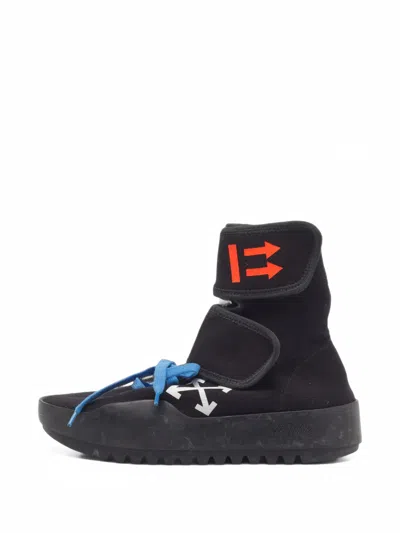 Pre-owned Off-white Moto Wrap Velcro High-top Sneakers In Black