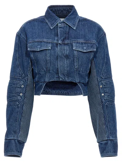 Off-white Off White Motorcycle Hole Crop Jacket In Blue