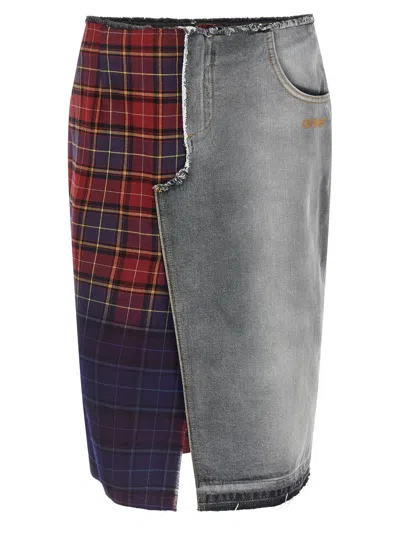 OFF-WHITE OFF-WHITE MULTICOLOR COTTON MIDI WOMEN'S SKIRT