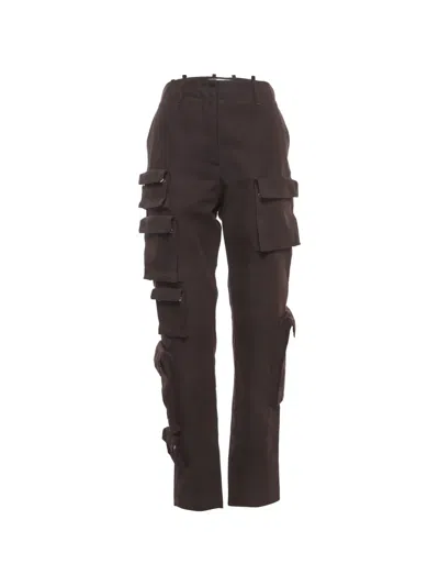 Pre-owned Off-white Multi-pocket Straight Trousers In Brown