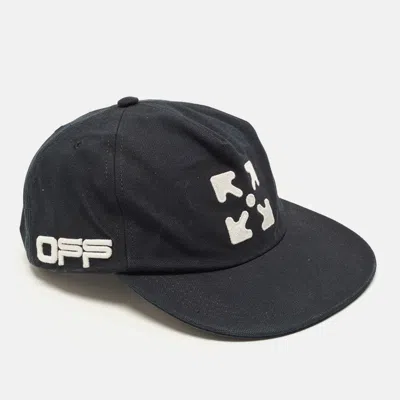 Pre-owned Off-white Navy Blue Embroidered Arrow Logo Canvas Baseball Cap S