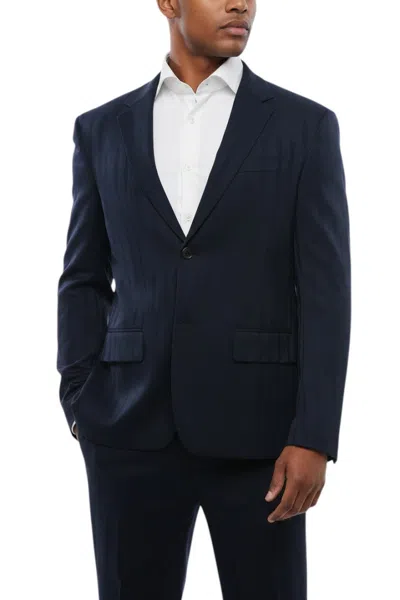 Off-white Navy Blue Notched Lapel Blazer