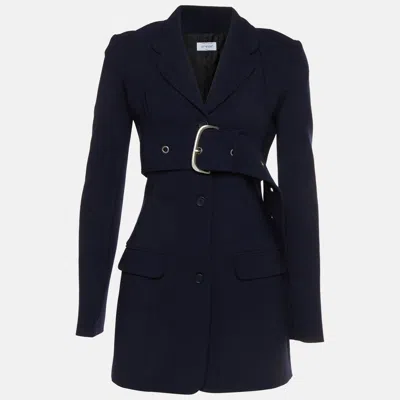 Pre-owned Off-white Navy Blue Wool Blend Harness Belted Two Piece Jacket Set S