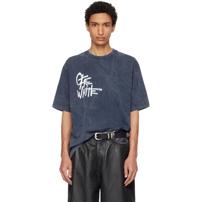 Off-white Navy Spray Painting Skate T-shirt