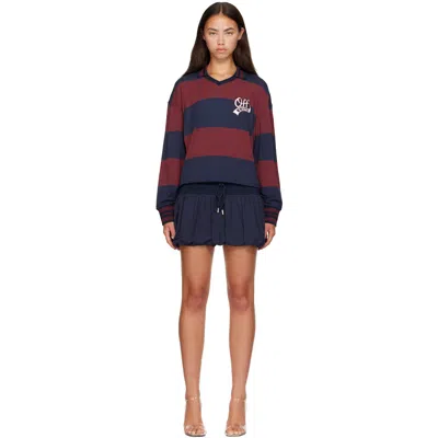 Off-white Navy Striped Interlock Polo Minidress In Dark Sapphire Port R