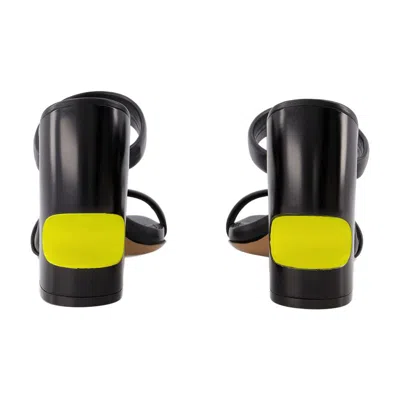 Off-white Neon-accented Slides In Black