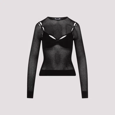 Off-white Net Arrow Bralette Viscose Top In Black
