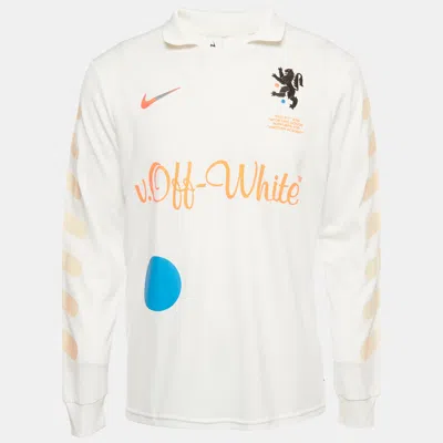 Pre-owned Off-white Nike X  White Logo Graphic Jersey Shirt S
