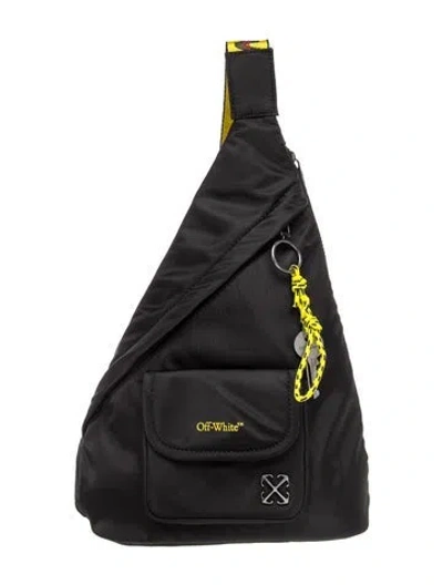 Pre-owned Off-white Nylon Crossbody Bag In Black