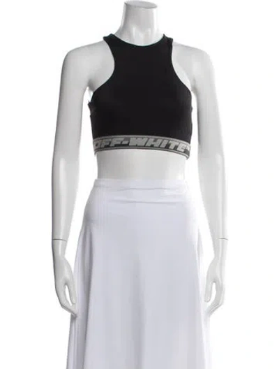 Pre-owned Off-white Nylon Graphic Print Sports Bra In Black