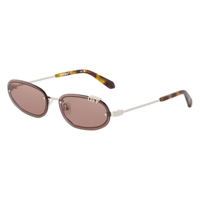 Off-white Ladies Black Oval Sunglasses Oeri13mmiami 7664 In ["brown"]