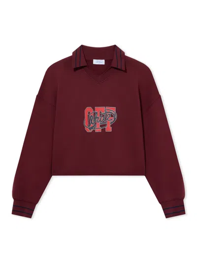 Off-white Off College Crop Polo Crewneck In Port Royal - Dark Sapphire