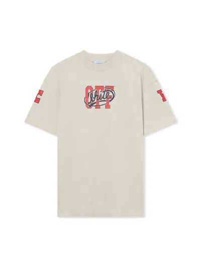 Off-white Off College Regular T-shirt In Grey Melange High Risk Red