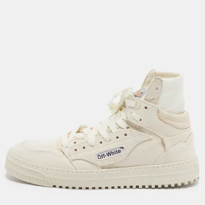 Pre-owned Off-white Off Court Size 40 Cream/white Canvas High Top Sneakers
