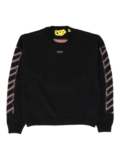 Off-white Off White Off Diag Arrow Knit Crew In Black