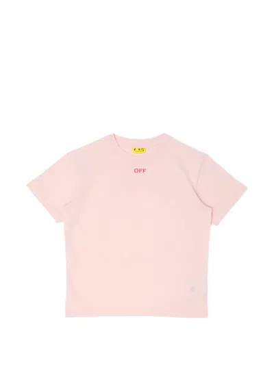 Off-white Kids' Off Diag T-shirt In Pink