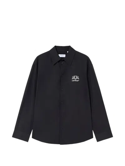 Off-white Off Line Half Arrow Poplin Overshirt In Black