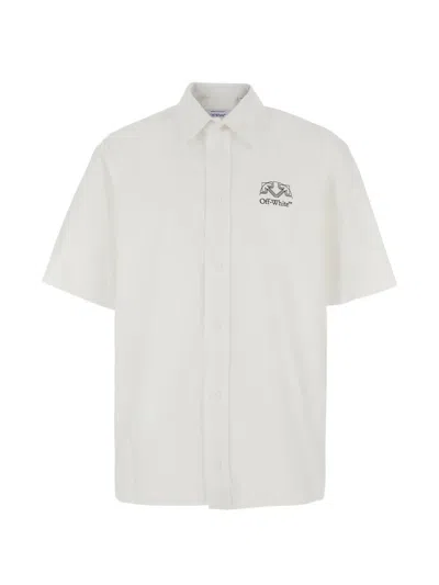 Off-white Off Line Half-arrow Poplin Slim Bowling Shirt In Neutral