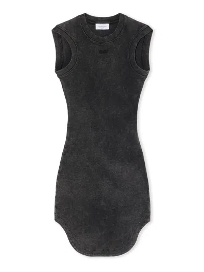 Off-white Off Stamp Cotton Mini Dress In Gray