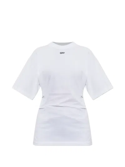 Off-white Off Stamp Logo-print Pleated T-shirt In White