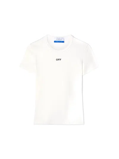 Off-white Off Stamp Rib Basic Cotton T-shirt In White