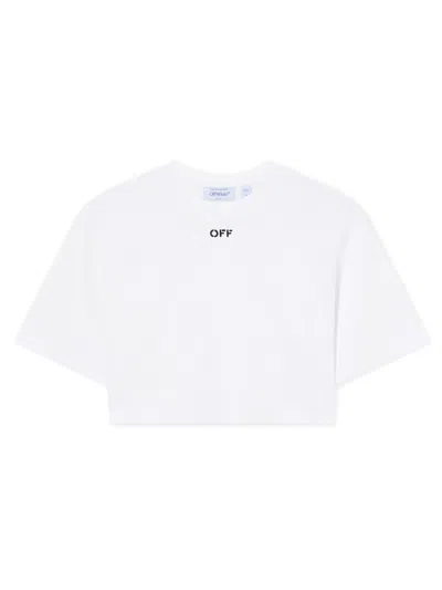 Off-white Off Stamp Rib Cropped Tee In White-black
