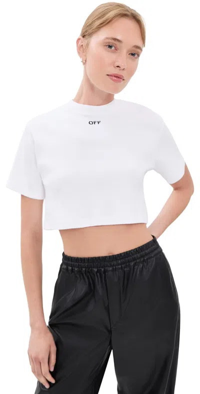Off-white Off White Off Stamp Rib Cropped Tee White Black