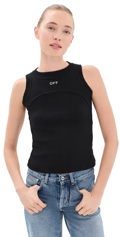Off-white Off White Off Stamp Rib Round Tank Top In Transparent