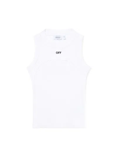 Off-white Off Stamp Rib Round Tank Top In White-black