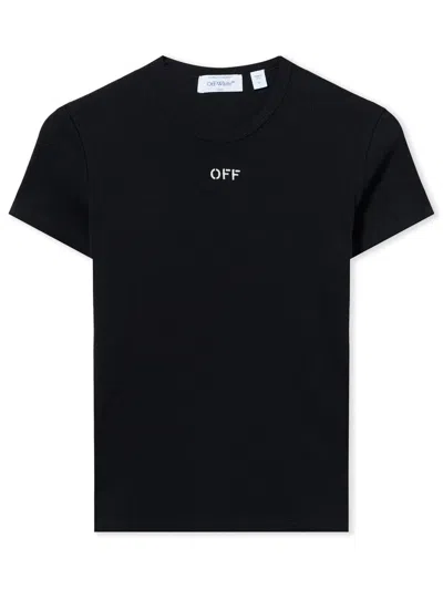 Off-white Off Stamp Ribbed Basic T-shirt In Black
