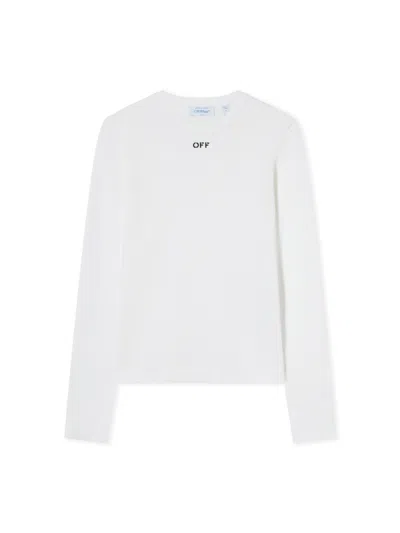 Off-white Off Stamp Ribbed Long Sleeves T-shirt In White-black