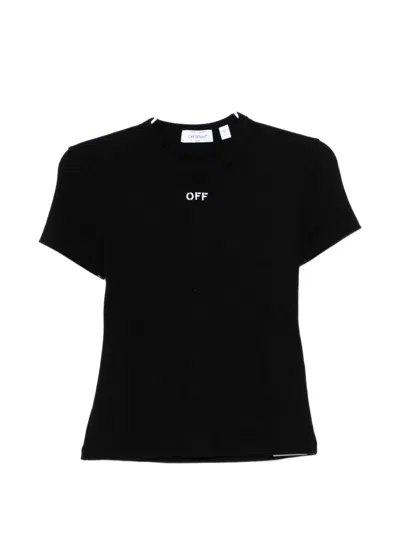Off-white Off Stamp Ribbed T-shirt In Black