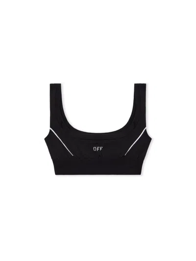 Off-white Off Stamp Seamless Bra In Black-white