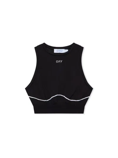 Off-white Off Stamp Seamless Crop Top In Black
